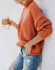 Light Gray Turtleneck Dropped Shoulder Sweater