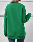 Sea Green FELIZ NAVIDAD Round Neck Drop Shoulder Sweatshirt