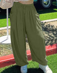 Dark Slate Gray Drawstring Pocketed Wide Leg Pant Sentient Beauty Fashions Apparel & Accessories