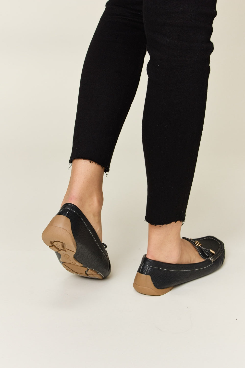 Black Forever Link Slip On Bow Flats Loafers Sentient Beauty Fashions Apparel & Accessories