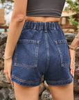 Dark Slate Gray High-Waist Denim Shorts with Pockets Sentient Beauty Fashions Apparel & Accessories