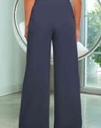 Dark Slate Gray Drawstring Wide Leg Pants with Pockets Sentient Beauty Fashions Apparel & Accessories