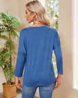 Rosy Brown Round Neck Long Sleeve Drop Shoulder Blouse Sentient Beauty Fashions Apparel & Accessories