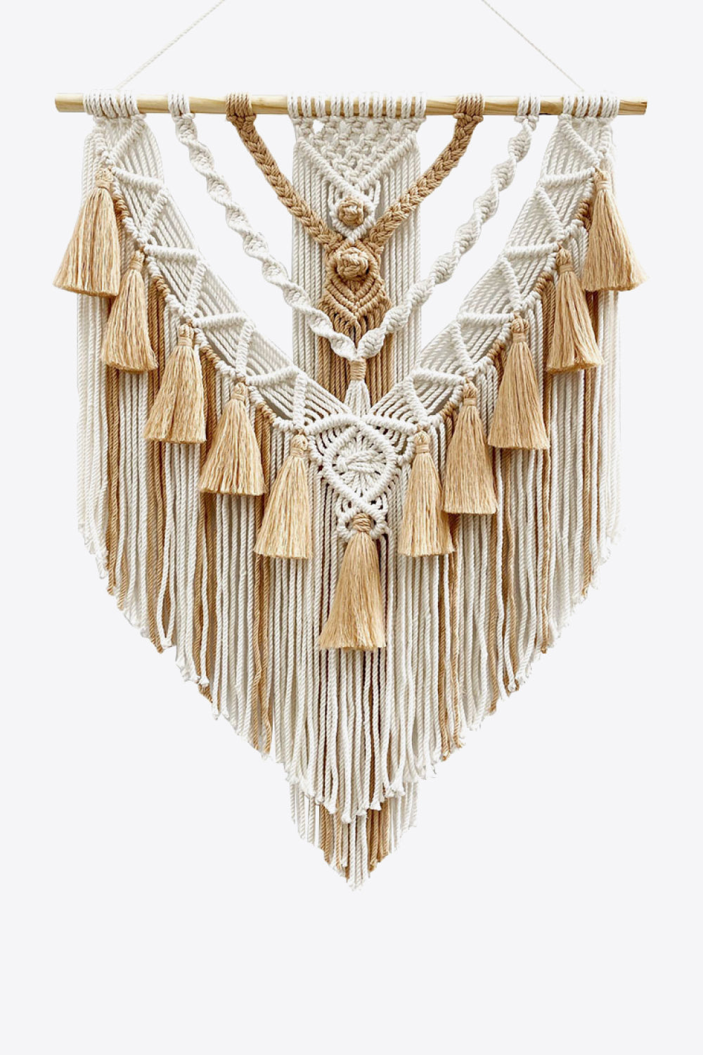 Beige Two-Tone Macrame Wall Hanging Sentient Beauty Fashions Home Decor