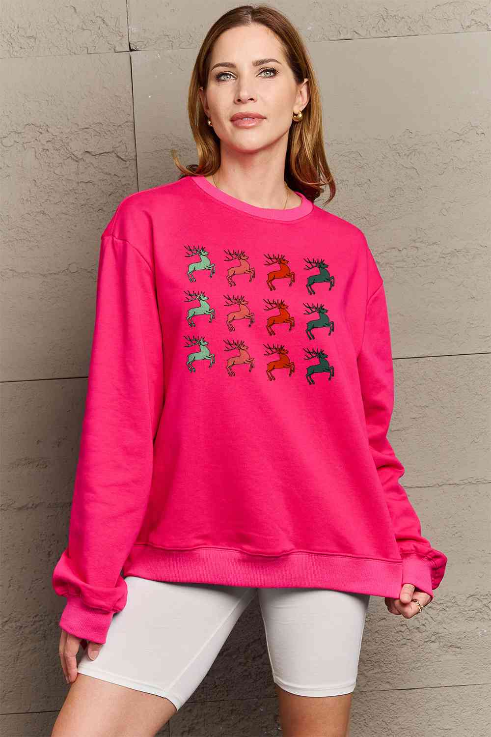 Rosy Brown Simply Love Full Size Graphic Long Sleeve Sweatshirt Sentient Beauty Fashions Apparel &amp; Accessories
