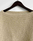 Rosy Brown Openwork Boat Neck Long Sleeve Sweater