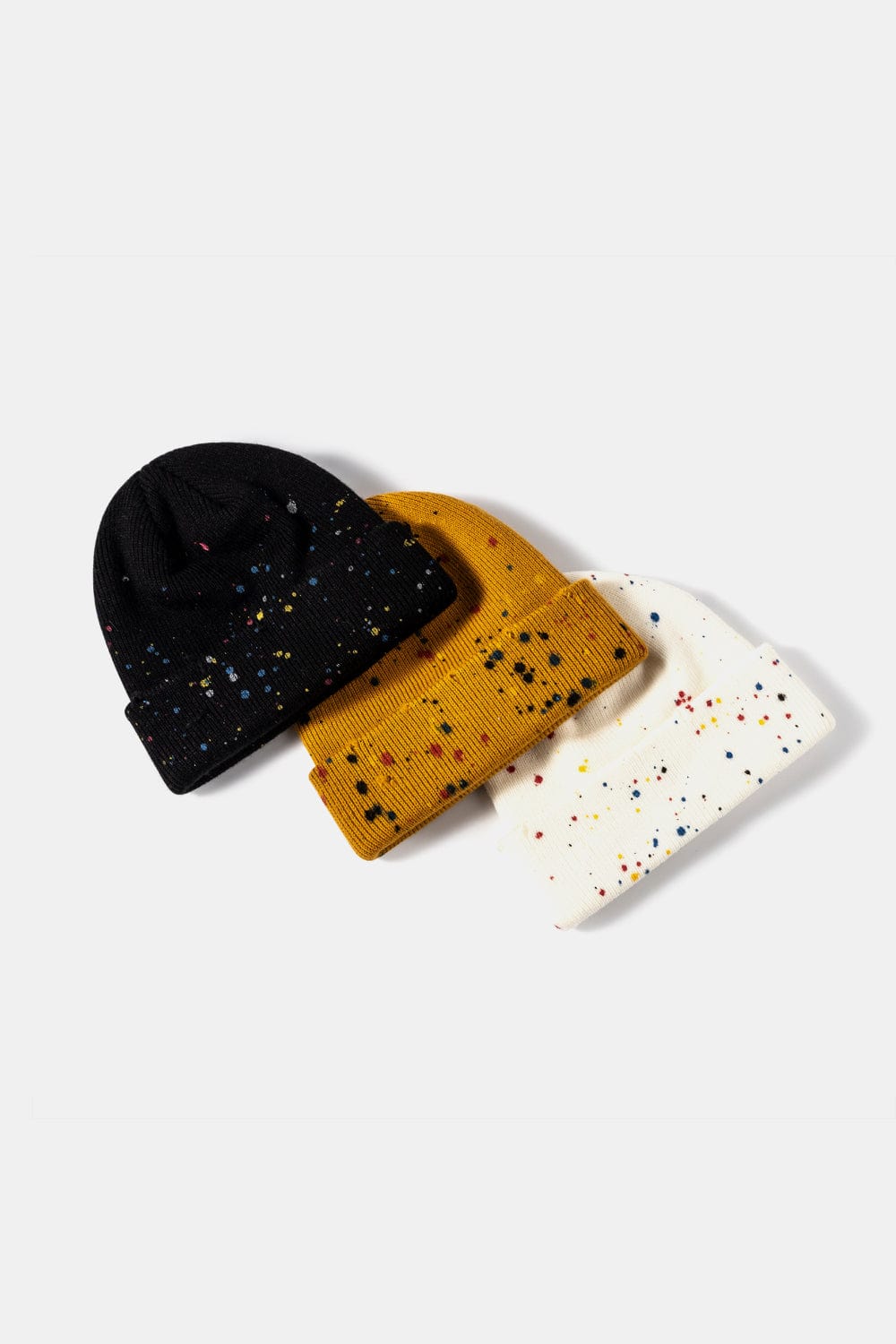 White Smoke Confetti Rib-Knit Cuff Beanie