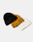 White Smoke Confetti Rib-Knit Cuff Beanie