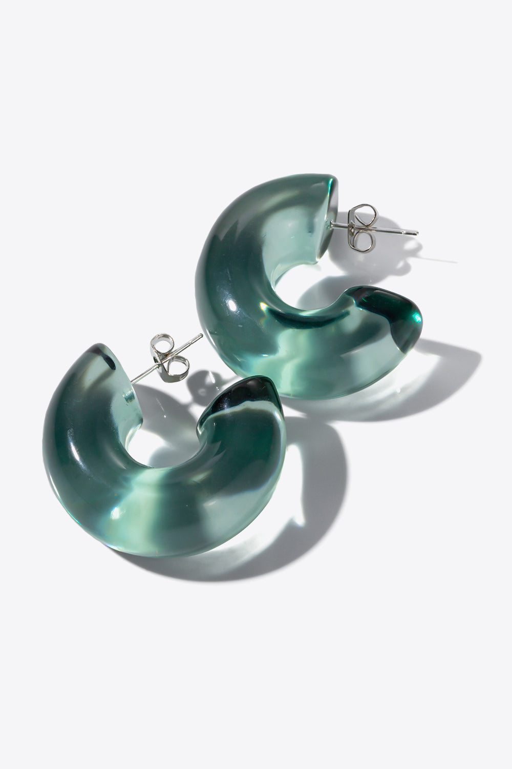White Smoke Resin C-Hoop Earrings Sentient Beauty Fashions jewelry