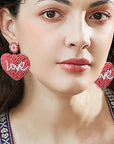 Tan LOVE Beaded Heart Earrings Sentient Beauty Fashions Jewelry