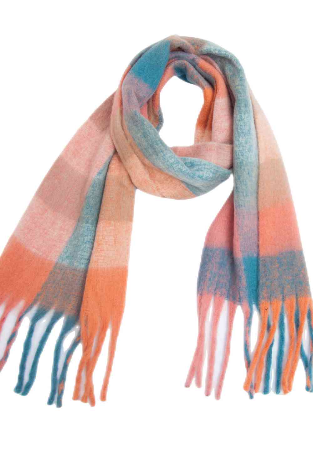 Rosy Brown Fringe Detail Polyester Scarf