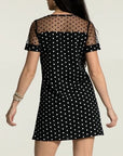 Light Gray Polka Dot Short Sleeve Mini Dress