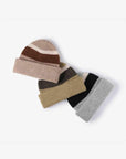 White Smoke Tricolor Cuffed Knit Beanie