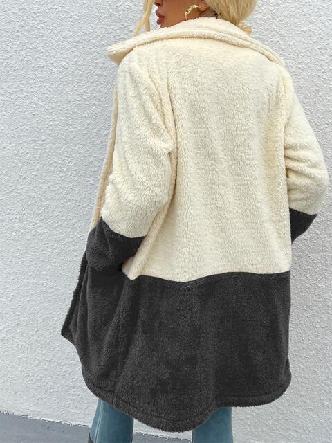 Light Gray Two Tone Teddy Coat with Pockets Sentient Beauty Fashions Apparel &amp; Accessories