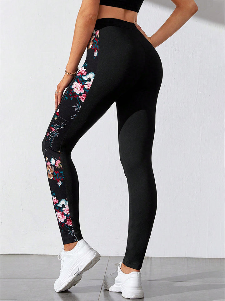 Floral Print Wide Waistband Pants