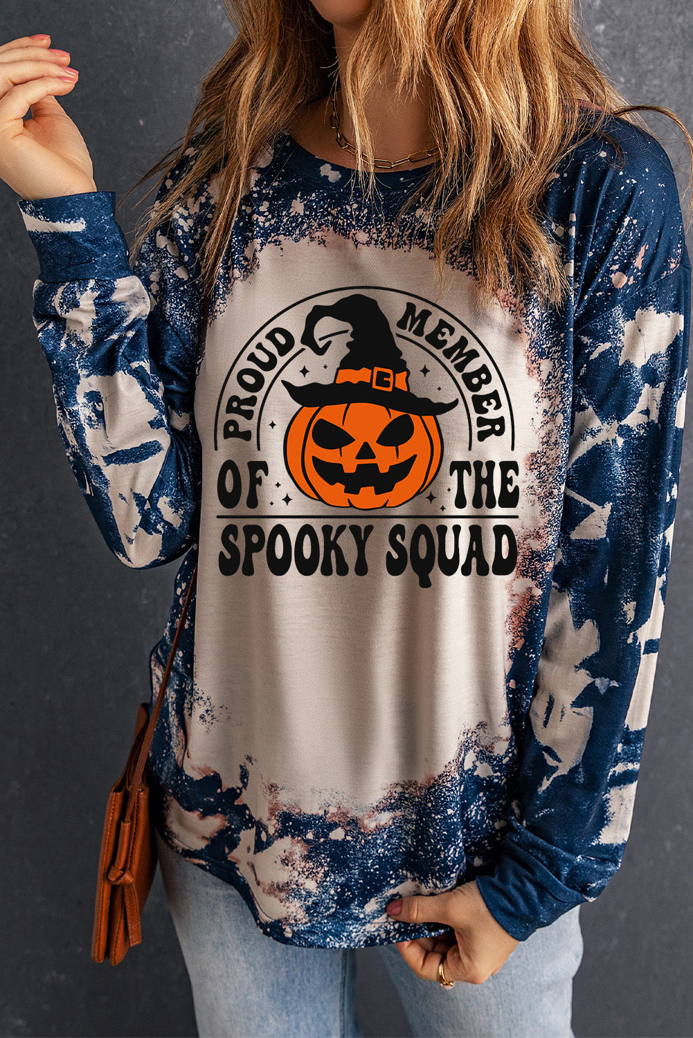 Dark Slate Gray Round Neck PROUD MEMBER OF THE SPOOKY SQUAD Graphic Sweatshirt Sentient Beauty Fashions Apparel &amp; Accessories