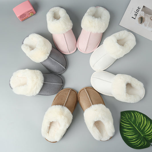 Gray Faux Suede Center Seam Slippers