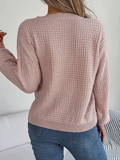Dark Gray Cable-Knit Round Neck Long Sleeve Sweater Sentient Beauty Fashions Apparel & Accessories