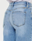 Dark Gray Kancan High Waist Raw Hem Straight Jeans Sentient Beauty Fashions jeans