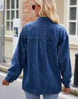 Gray Button Up Denim Jacket with Pockets Sentient Beauty Fashions Apparel & Accessories