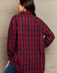 Dark Slate Gray Ninexis Full Size Plaid Collared Neck Button-Down Long Sleeve Jacket Sentient Beauty Fashions jackets