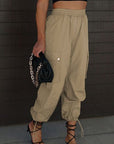 Dark Slate Gray Drawstring Elastic Waist Pants with Pockets Sentient Beauty Fashions Apparel & Accessories