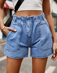Dark Gray Buttoned Denim Shorts with Pocket Sentient Beauty Fashions Apparel & Accessories