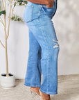 Light Gray Judy Blue Full Size High Waist Distressed Jeans Sentient Beauty Fashions Apparel & Accessories