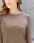 Rosy Brown Basic Bae Full Size Round Neck Long Sleeve Top Sentient Beauty Fashions Apparel & Accessories