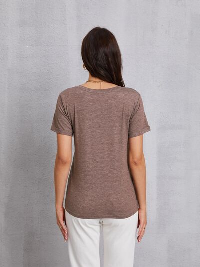 Dark Gray LOVE V-Neck Short Sleeve T-Shirt Sentient Beauty Fashions Apparel &amp; Accessories
