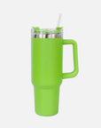 White Smoke Stainless Steel Tumbler with Handle and Straw