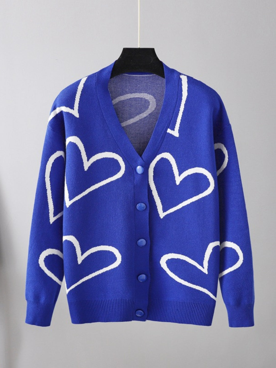 Dark Slate Blue Heart Button Down Cardigan Sentient Beauty Fashions Apparel &amp; Accessories