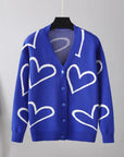 Dark Slate Blue Heart Button Down Cardigan Sentient Beauty Fashions Apparel & Accessories