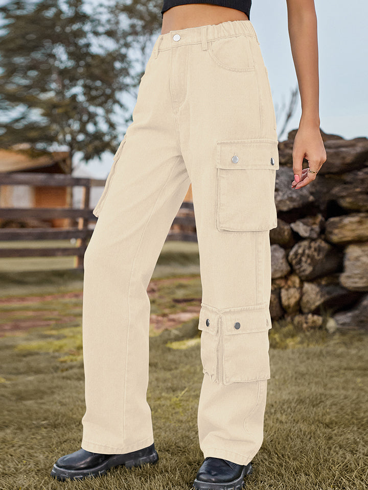 Gray Straight Leg Cargo Jeans Sentient Beauty Fashions Apparel &amp; Accessories