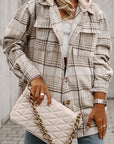 Dark Gray Plus Size Plaid Button Up Hooded Jacket Sentient Beauty Fashions Apparel & Accessories