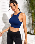 Dark Slate Gray Cropped Round Neck Sports Tank Top Sentient Beauty Fashions Apparel & Accessories