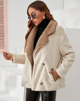 Gray Fuzzy Button Up Dropped Shoulder Coat Sentient Beauty Fashions Apparel & Accessories