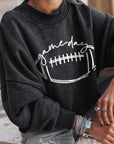 Dark Slate Gray Round Neck Long Sleeve FOOTBALL Graphic Sweatshirt Sentient Beauty Fashions Apparel & Accessories