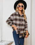 Light Gray Plaid Collared Shirt Jacket Sentient Beauty Fashions Apparel & Accessories