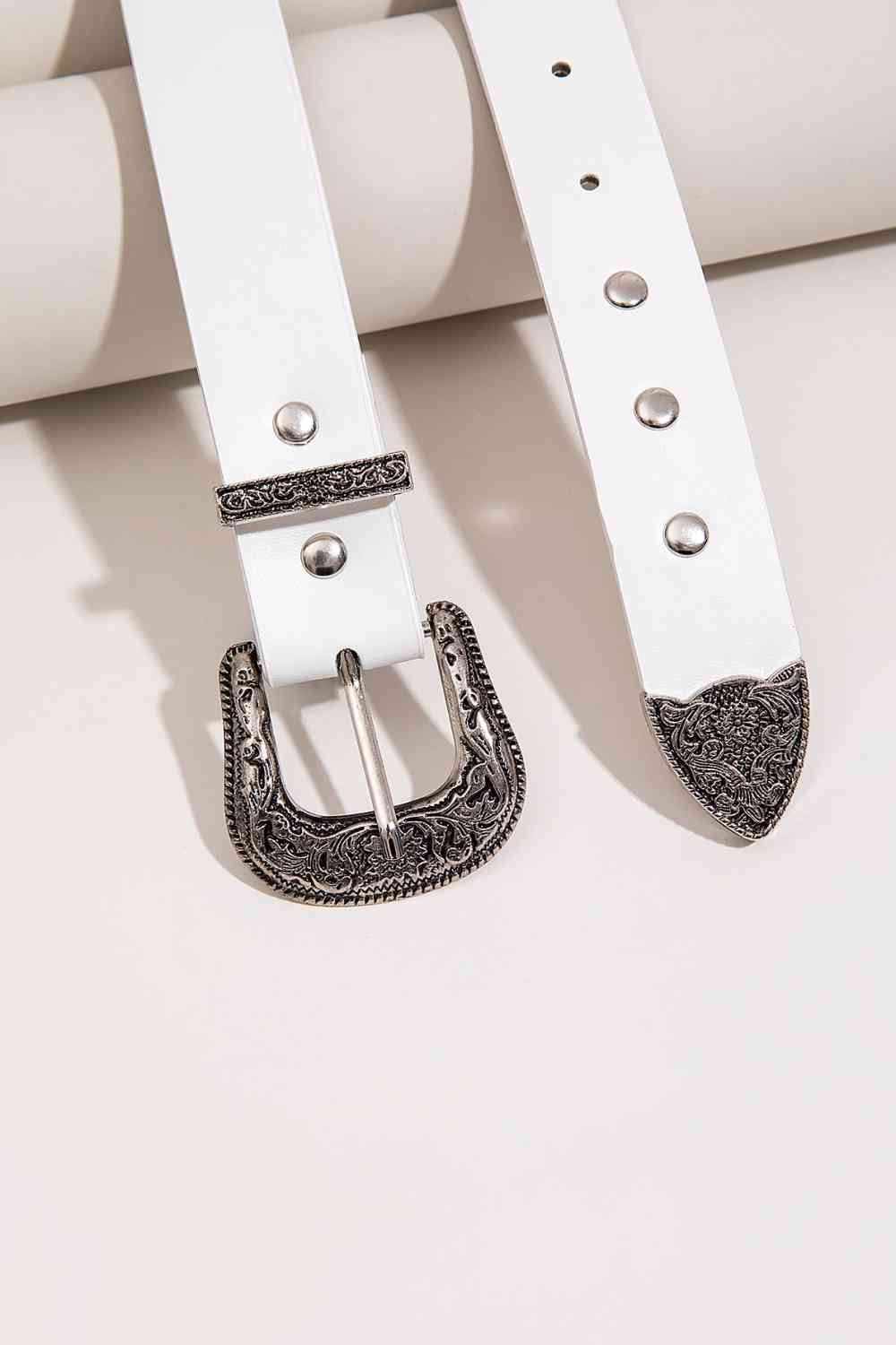 Light Gray PU Leather Studded Belt Sentient Beauty Fashions Apparel &amp; Accessories