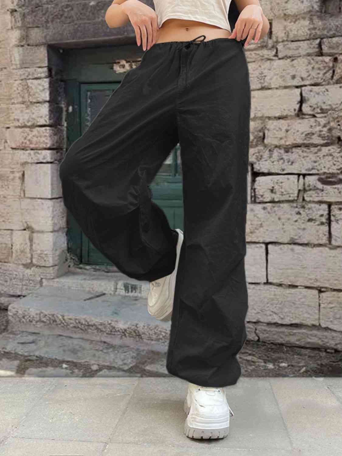 Dark Gray Drawstring Waist Pants with Pockets Sentient Beauty Fashions Apparel &amp; Accessories