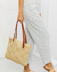 Light Gray Fame Picnic Date Straw Tote Bag Sentient Beauty Fashions Bag