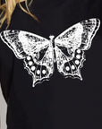 Black Simply Love Full Size Butterfly Graphic Cotton T-Shirt Sentient Beauty Fashions tees