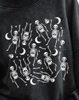 Dark Slate Gray Skeleton Graphic Round Neck Long Sleeve Sweatshirt Sentient Beauty Fashions Apparel & Accessories