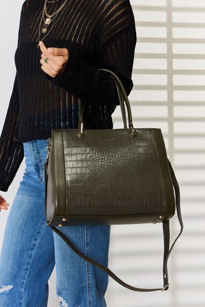 Dark Slate Gray David Jones Texture PU Leather Handbag Sentient Beauty Fashions Apparel &amp; Accessories