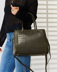Dark Slate Gray David Jones Texture PU Leather Handbag Sentient Beauty Fashions Apparel & Accessories