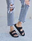 Gray Forever Link Double Buckle Open Toe Sandals Sentient Beauty Fashions Shoes