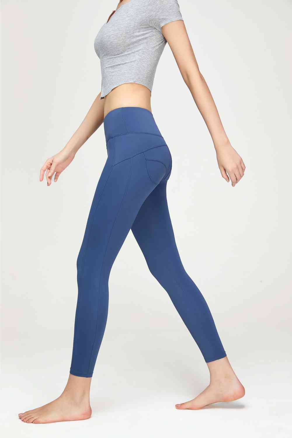 Beige Seam Detail Wide Waistband Sports Leggings Sentient Beauty Fashions Apparel &amp; Accessories
