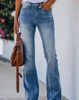 Gray Button Fly Long Jeans Sentient Beauty Fashions Apparel & Accessories