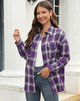 Dark Slate Gray Plaid Button Up Pocketed Shirt Sentient Beauty Fashions Apparel & Accessories